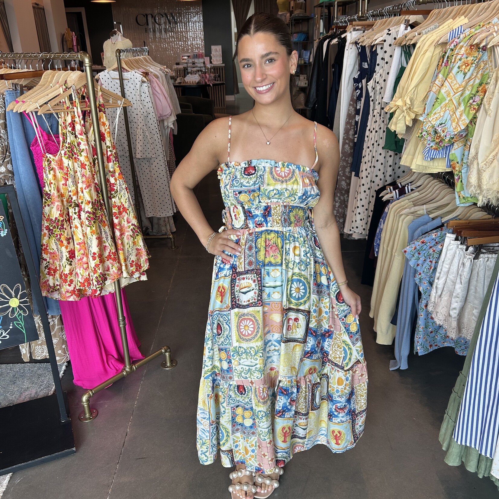 Positano Theme Midi Dress