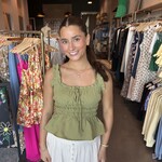 Ruffled Tie Front Smocked Waist Top
