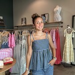 entro Tie-Strap Striped Peplum Tank