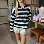 Multi Color Stripe Rolled Hem Sweater
