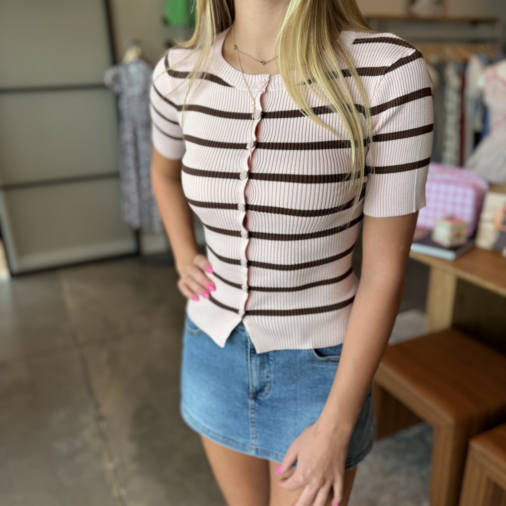 Split Hem Short Sleeve Button Up