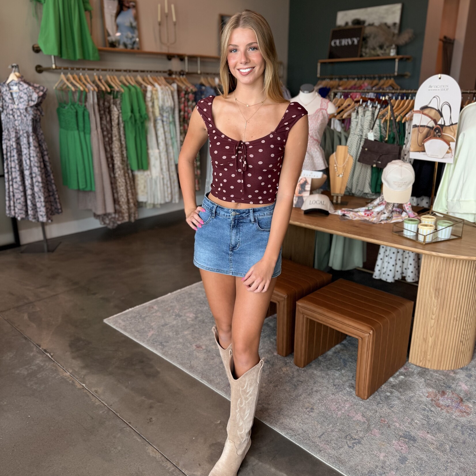 Polka Dot Sweetheart Tie Top