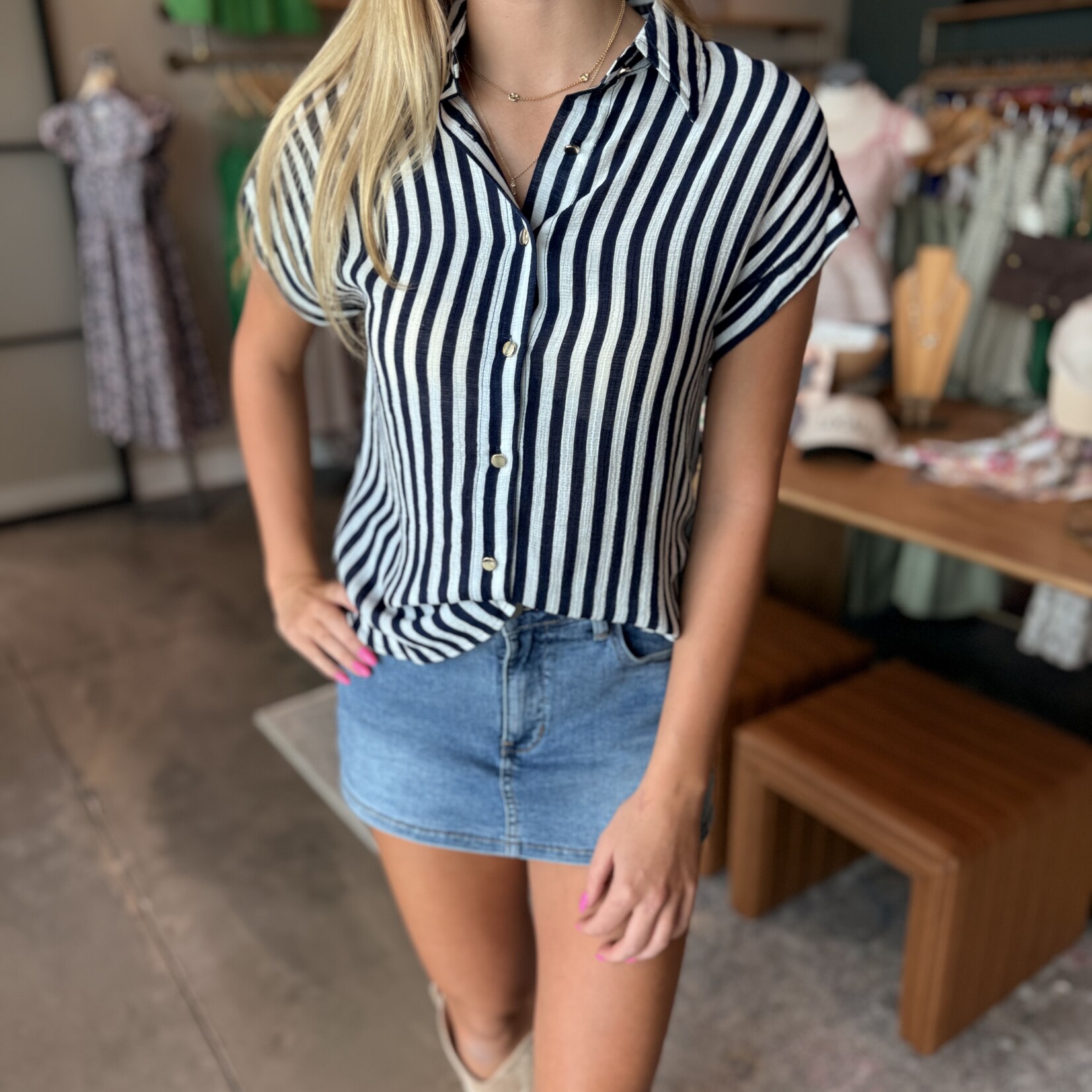 Striped Lightweight Button Up