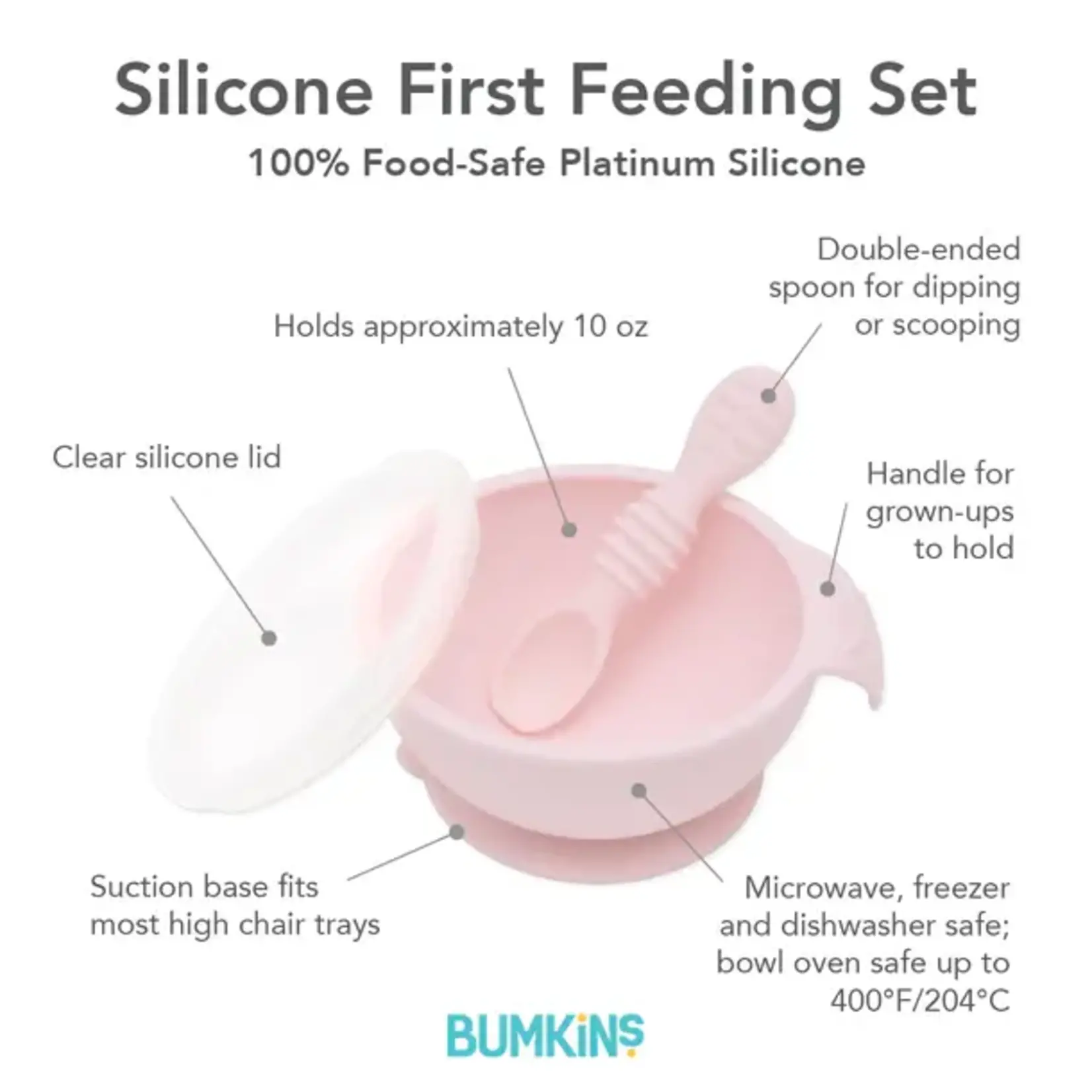 Bumkins Silicone Feeding Set Pink