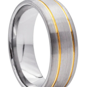 BLACKJACK (X)BJ TUNG SATN & YT STRIPE TUNGSTEN CARBIDE SATING BRUSH FINISH AND YELLOW STRIPES