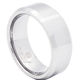 BLACKJACK (X)BJ TUNG BEVLED SATN TUNGSTEN CARBIDE BEVELED EDGE SATIN FINISH MENS RING