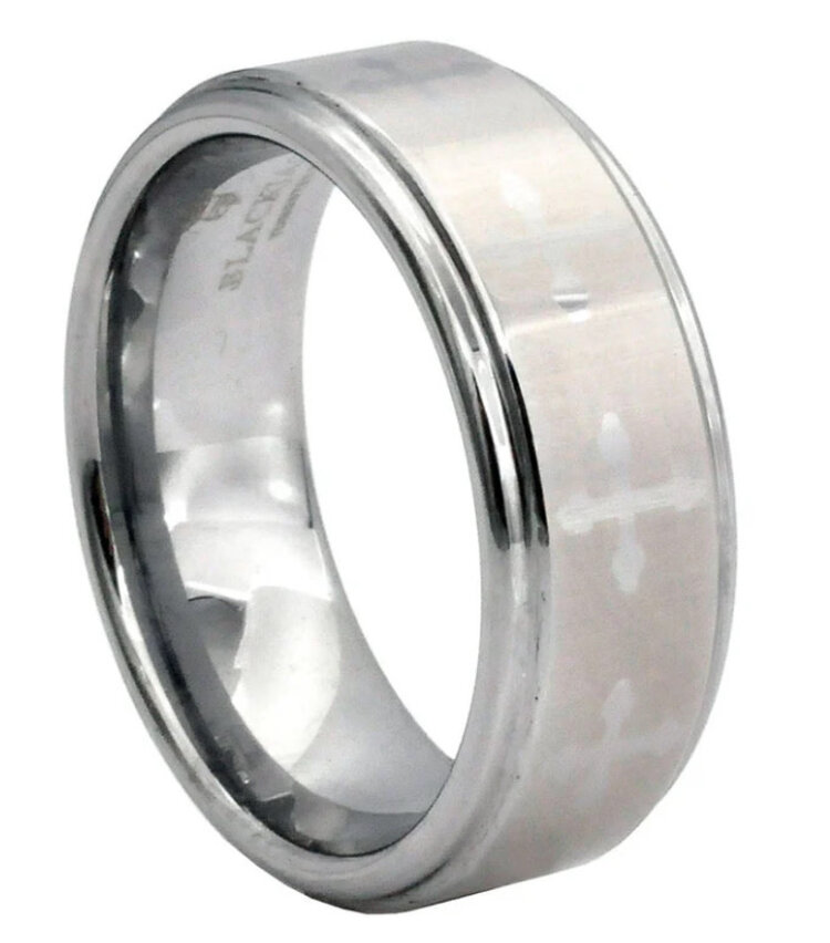 BLACKJACK (X)BJ TUNG CROSS RING TUNGSTEN CARBIDE MENS CROSS RING
