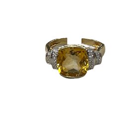 (R)14KY 3.50CT CIT CUSH .07TW DIA RING