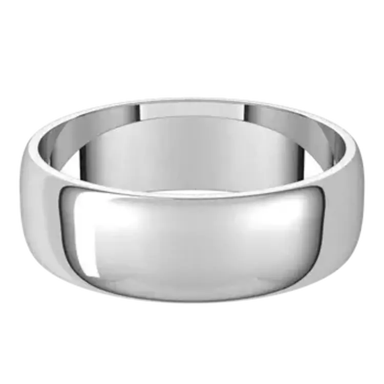 (R) 14KW 6MM LCF WHITE GOLD COMFORT FIT BAND  6.8 GRAMS