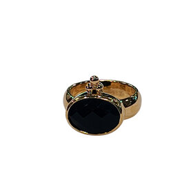 STEPHEN ESTELLE (Y)VERMEIL ONYX RING SILVER WITH GOLD PLATING