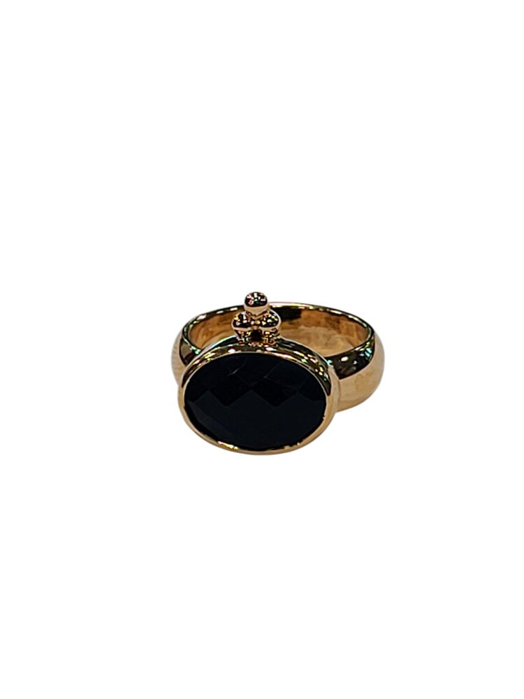 STEPHEN ESTELLE (Y)VERMEIL ONYX RING SILVER WITH GOLD PLATING