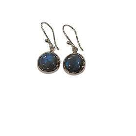 STEPHEN ESTELLE (Y)925 LABRADORITE ROUND CUT SILVER DANGLE EARRINGS