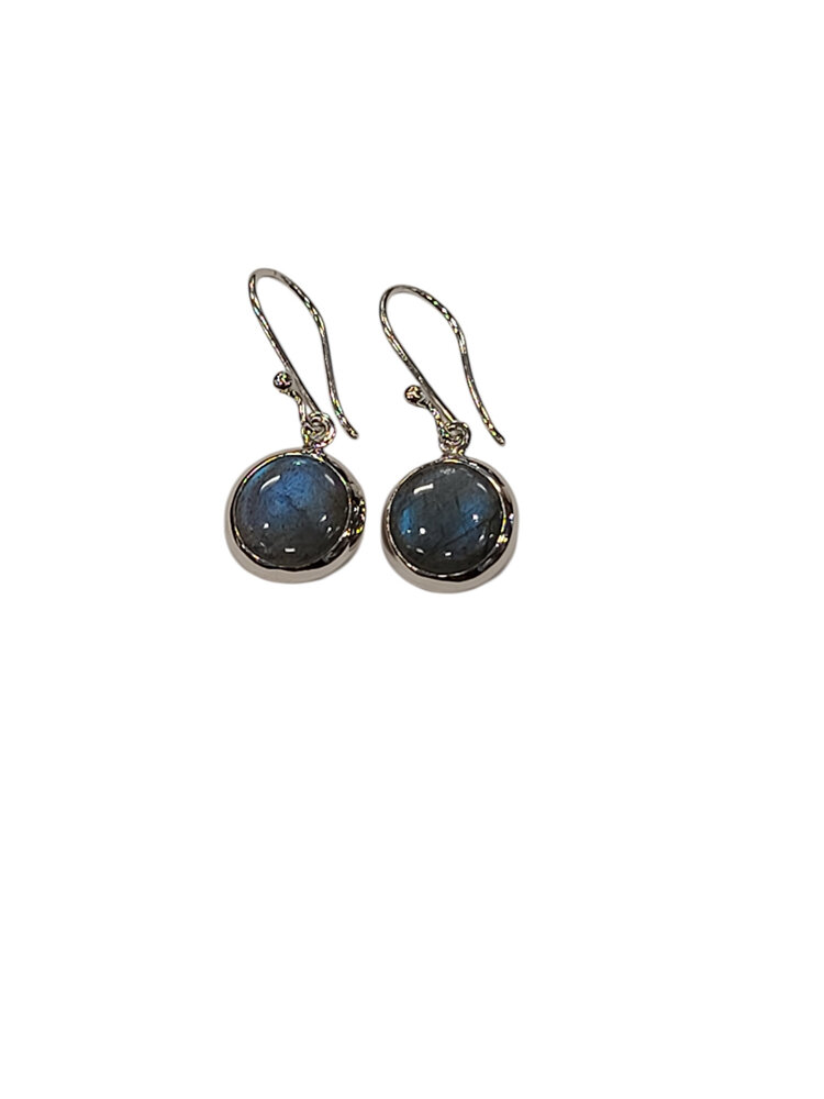 STEPHEN ESTELLE (Y)925 LABRADORITE ROUND CUT SILVER DANGLE EARRINGS