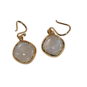 STEPHEN ESTELLE (Y)925 RAINBOW MOONSTONE CUSHION CUT VERMEIL DANGLE  EARRINGS