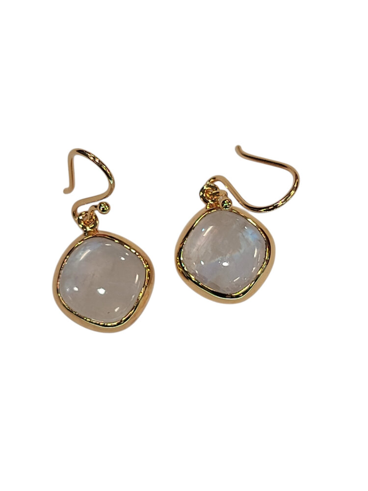 STEPHEN ESTELLE (Y)925 RAINBOW MOONSTONE CUSHION CUT VERMEIL DANGLE  EARRINGS