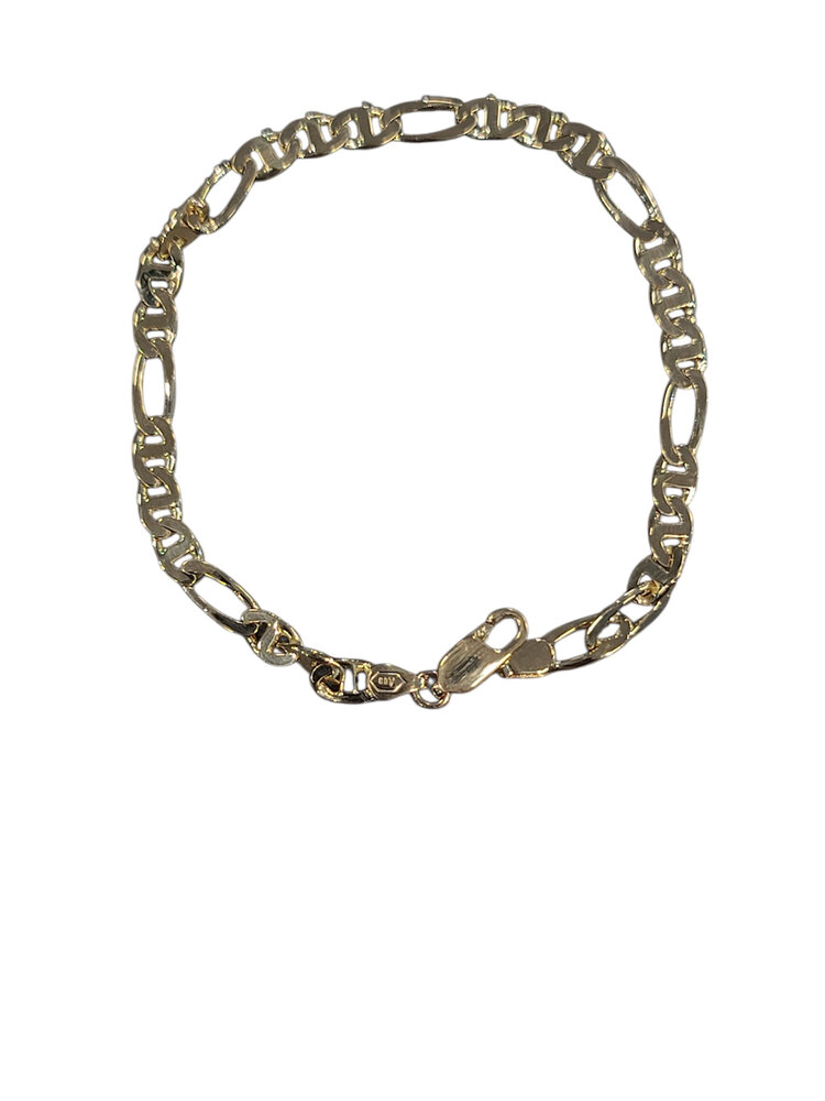 (R)14K 7.4G 7.75” OPEN LINK FIGARO TYPE GOLD BRACELET