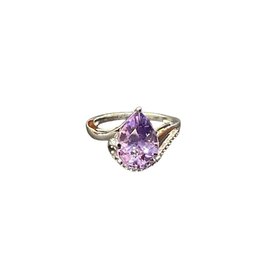 (Y)10KW PEAR CUT AMETHYST AND DIAMOND RING
