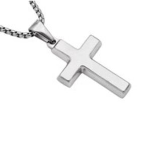 BLACKJACK (Y)BJ STAINLESS STEEL CROSS NECKLACE MENS