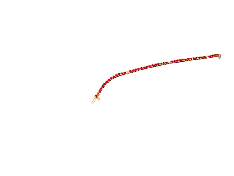 (Y)14K 6.10CT RUBY 0.30CT DIA TENNIS BRACELET