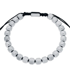 BLACKJACK (Y)BJ STAINLESS STEEL 7MM BEAD TEXTURED DRAWSTRING BRACELET