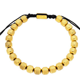 BLACKJACK (Y)BJ 7MM GOLD PLATED STAINLESS STEEL TEXTURED DRAWSTRING BRACELET