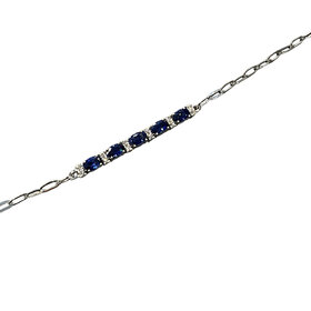 Roman + Jules (R)14KW 0.14CT DIA 1.50CT SAPPHIRE 5 OVAL CUT W/ DIAMOND STATIONS CENTERED ON OVAL LINK BRACELET