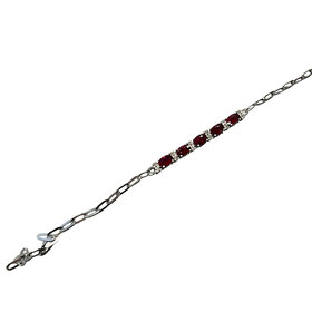 Roman + Jules (R)14KW 0.14CT & 1.41CT 5 OVAL RUBY AND DIAMOND CENTERED IN OVAL LINK BRACELET
