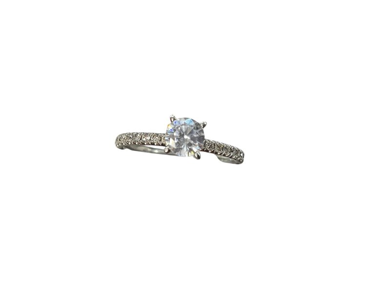 PARAGON COUTURE (R)14KW 0.50CZ & 0.22CT DIAMOND WHITE GOLD ENGAGEMENT RING