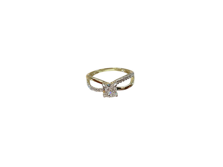 (R)14K LG 1.20CT CUSHION TWIST ENGAGEMENT RING