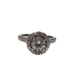 (Y)14KW 1.58CTW .88CT ROUND VS1 G .70CT DIAMOND RING