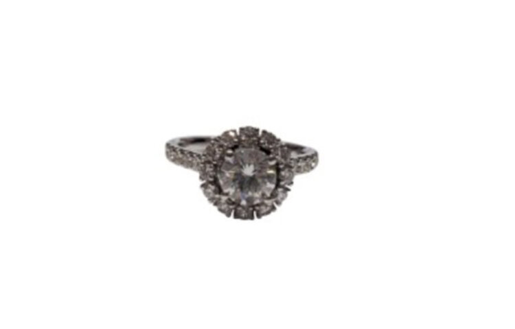 (Y)14KW 1.58CTW .88CT ROUND VS1 G .70CT DIAMOND RING