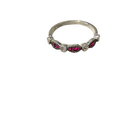 PRIMA NY (Y)14K 0.11DI 0.25RU RUBY AND DIAMOND RING WHITE GOLD SIZE 6.5