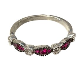 PRIMA NY (Y)14K 0.10DI 0.23RU RUBY AND DIAMOND RING WHITE GOLD SIZE 6.75