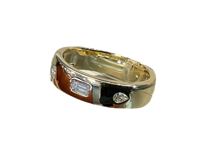 PRIMA NY (Y)14K 0.36DI EMERALD CUT 0.18CT AND PEAR SHAPE 0.18CT GOLD RING FINGER SIZE 6.5