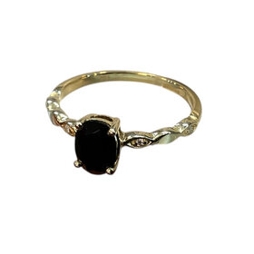 PRIMA NY (Y)14K 0.02DI 0.78ON DIAMOND AND ONYX YELLOW GOLD RING FINGER SIZE 6.75