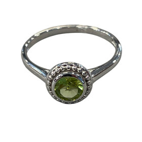 PRIMA NY (Y)14K 0.47 PERIDOT SOLITAIRE WHITE GOLD RING FINGER SIZE 6.75