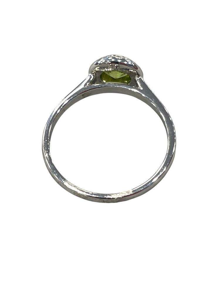 PRIMA NY (Y)14K 0.47 PERIDOT SOLITAIRE WHITE GOLD RING FINGER SIZE 6.75