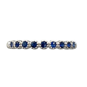 PRIMA NY (Y)14K 0.24CT SAPP BLUE SAPPHIRE BEZEL SET WHITE GOLD BAND FINGER SIZE 6.5