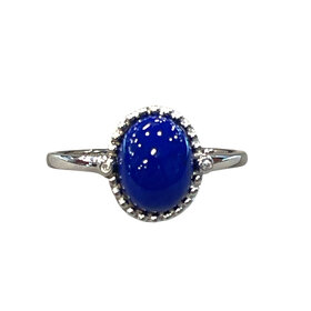 PRIMA NY (Y)14K 0.01CT & 2.11CT DIAMOND AND LAPIS LAZUL WHITE GOLD RING FINGER SIZE 6.5