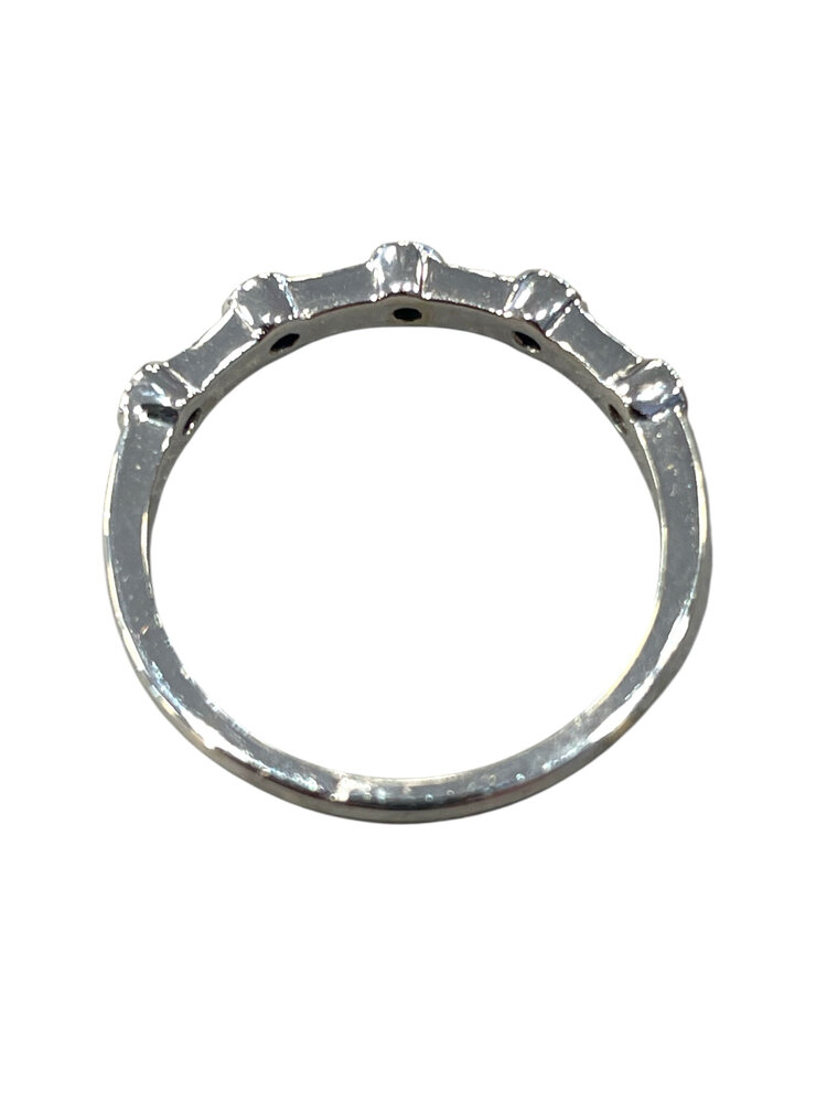 PRIMA NY (Y)14K 0.04CT & 0.16CT ROUND DIAMOND BLUE SAPPHIRE WHITE GOLD BAND FINGER SIZE 6.25