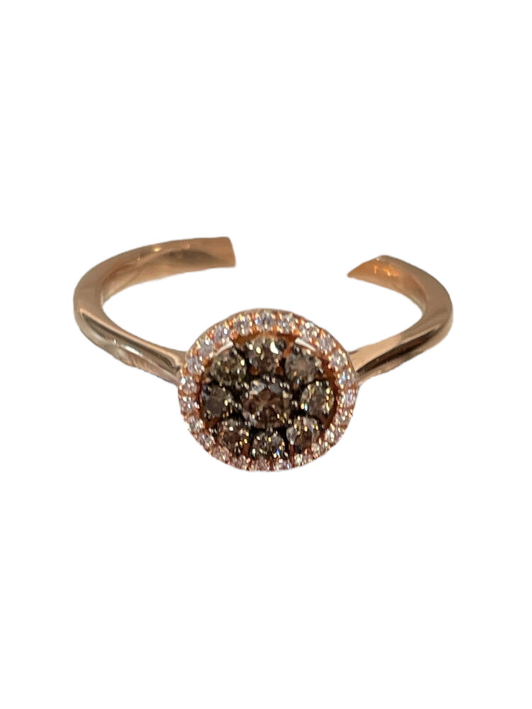 (Z) 14KR .45CT DIA ROSE GOLD RING WITH WHITE & CHOCOLATE DIAMONDS