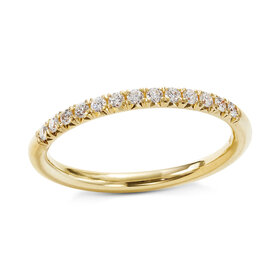 (Y) 14K .21CT SI1 G YELLOW GOLD FRENCH SET DIAMOND BAND WITH 14 SET DIA