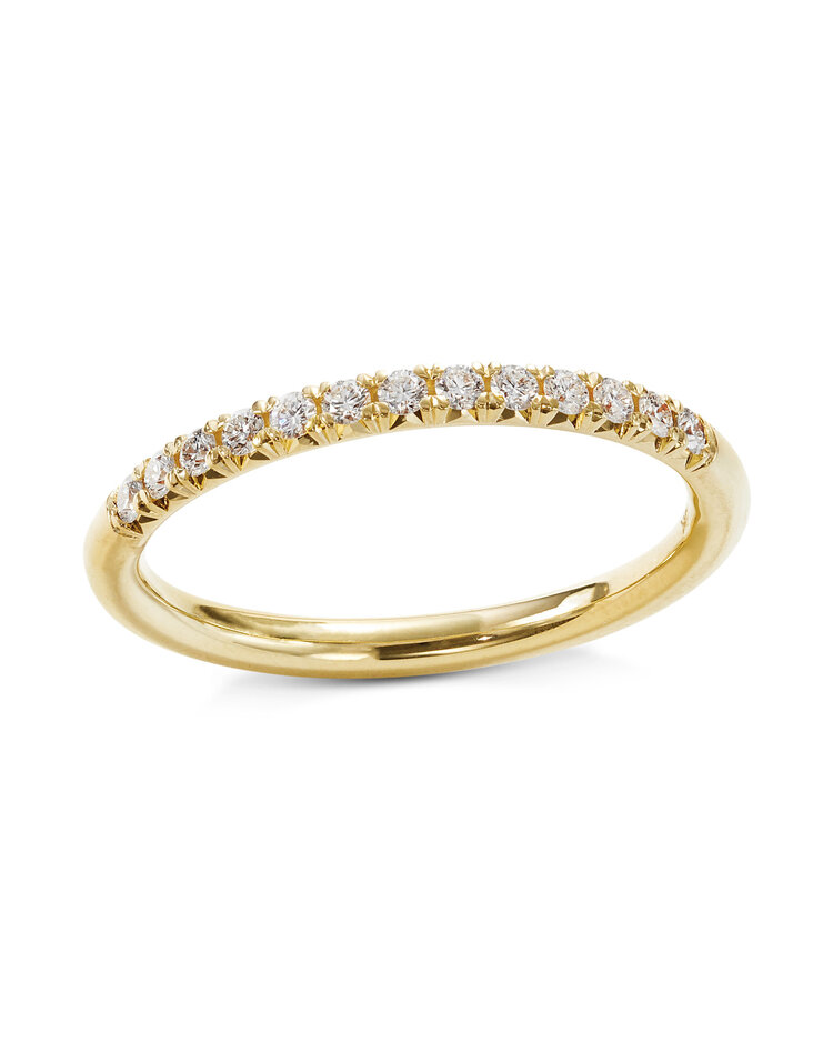 (Y) 14K .21CT SI1 G YELLOW GOLD FRENCH SET DIAMOND BAND WITH 14 SET DIA