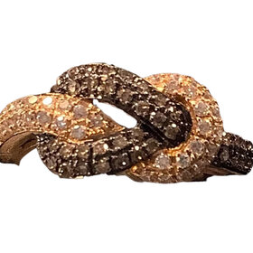 (Z) 14K RG .65CT TDW ROSE GOLD RING “LOVE KNOT” WHITE & CHOCOLATE DIAMONDS