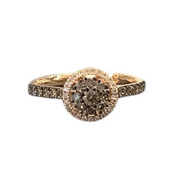 (X) 14K RG .50CT TDW ROSE GOLD RING WITH WHITE & CHOCOLATE DIAMONDS