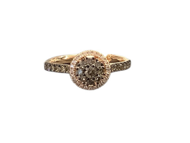 (X) 14K RG .50CT TDW ROSE GOLD RING WITH WHITE & CHOCOLATE DIAMONDS