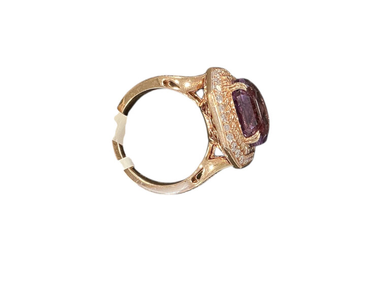 GEMDEK (Y)14K AM 9.55CT DIA .85CT ROSE GOLD AMETHYST/DIAMOND RING