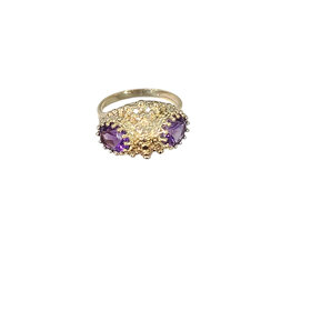 (R)14K AMETHYST TWO STONE RING