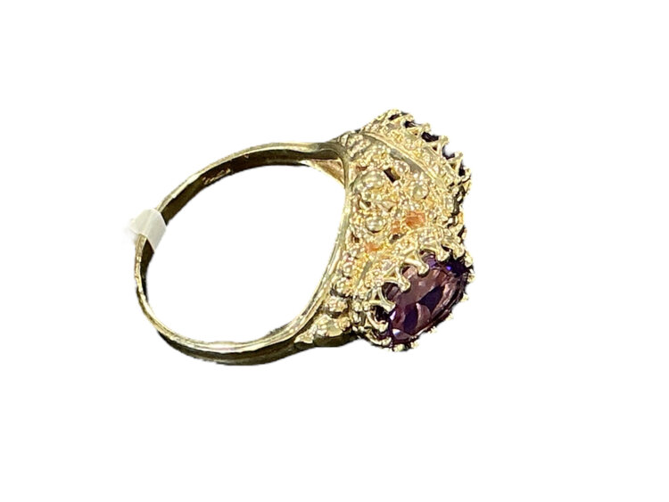 (R)14K AMETHYST TWO STONE RING