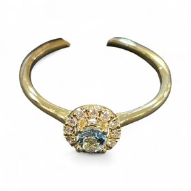 (Z) 14KY .16AQ .10DIA YELLOW GOLD RING WITH AQUAMARINE & DIAMONDS